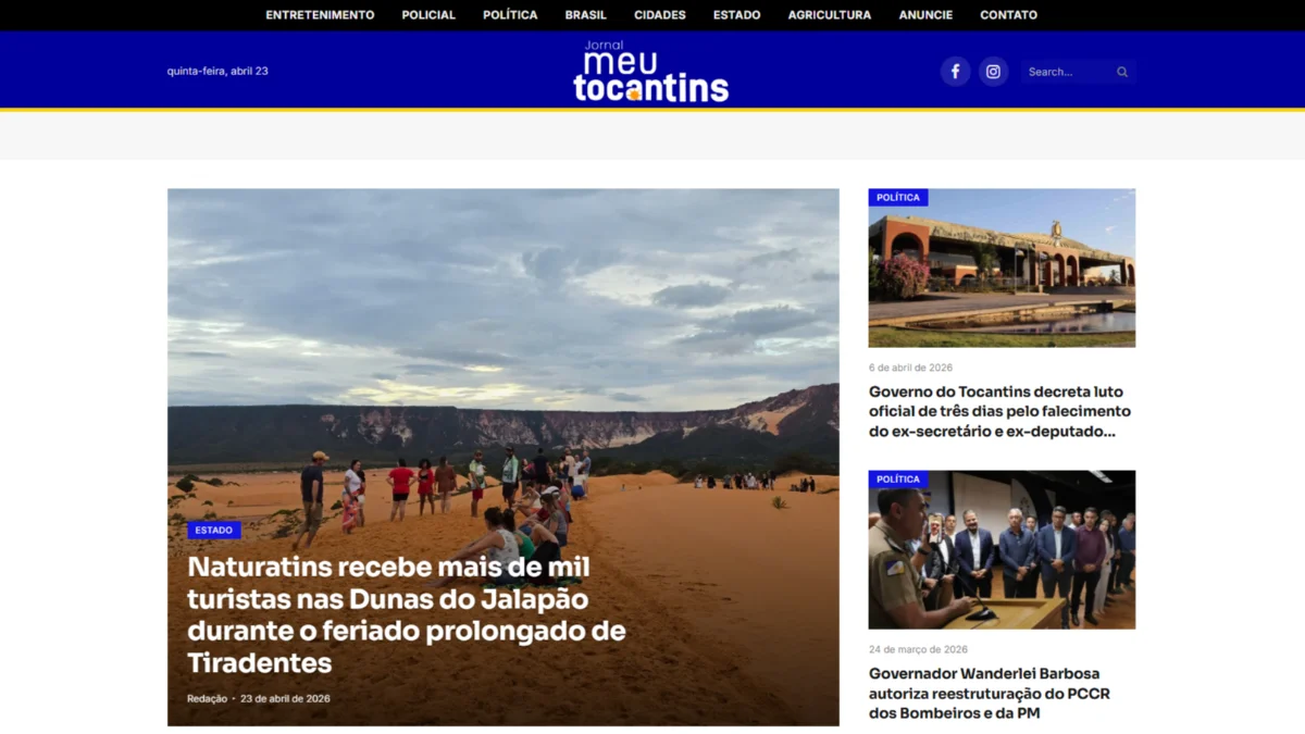 Portfolio Legendigital: Portal Jornal Meu Tocantins - Criação de Site em Palmas TO
