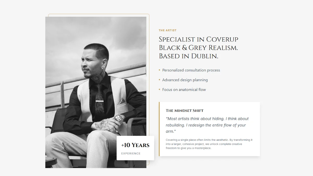 Portfolio Legendigital: Felipe Tattoo Artist: Especialista em Coberturas (Irlanda) - Criação de Site em Palmas TO