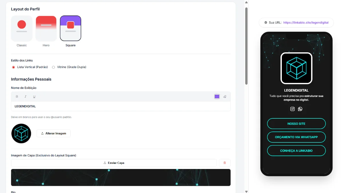 Detalhes do Case Plataforma Linkabio.site