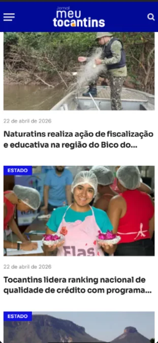 Versão Mobile do Site Portal Jornal Meu Tocantins