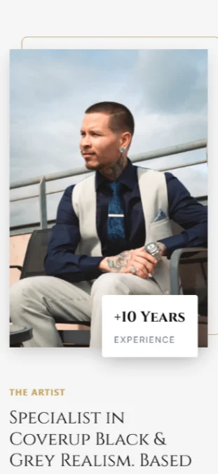 Versão Mobile do Site Felipe Tattoo Artist: Especialista em Coberturas (Irlanda)