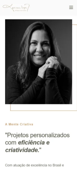 Versão Mobile do Site Arquiteta KL: Arquitetura de Alto Padrão